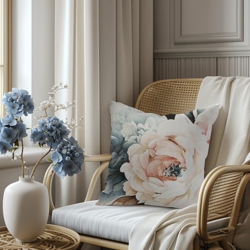 Eva virágos bársony díszpárna töltettel