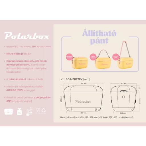 Polarbox classic hűtőtáska, 20 liter, narancs sorbet
