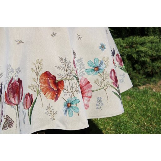Tulipános kert asztalterítő, kör alakú, 160 cm 