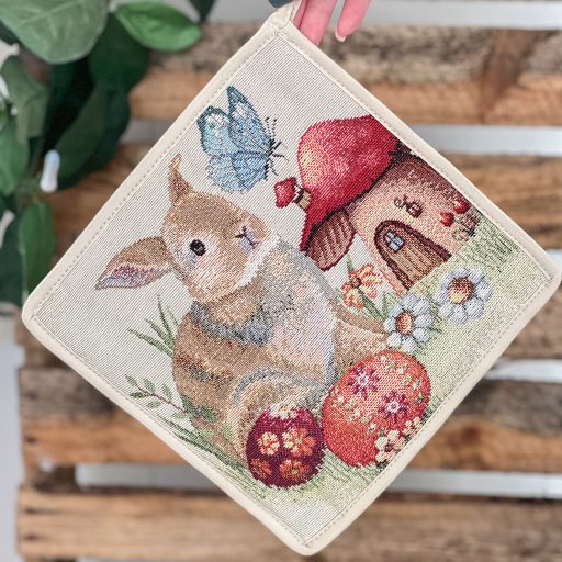 Húsvéti nyuszis, gombaházas edényfogó