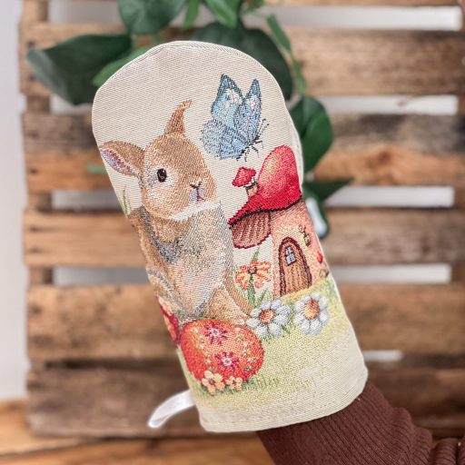 Húsvéti nyuszis, gombaházas kesztyű