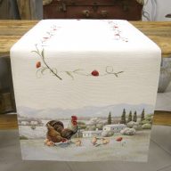 Provence-i kakasos asztali futó, 44x140 cm