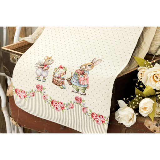 Roses húsvéti nyuszis asztali futó, 44x140 cm
