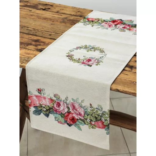 Rózsakert szalaggal asztali futó 37x100 cm