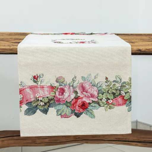 Rózsakert szalaggal asztali futó 37x100 cm