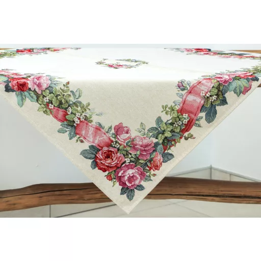 Rózsakert szalaggal asztalterítő, 96x100 cm