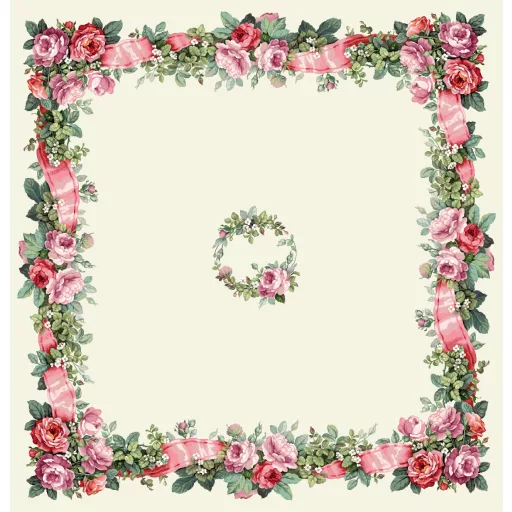 Rózsakert szalaggal asztalterítő, 96x100 cm