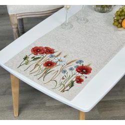 Pipacsos, búzavirágos asztali futó, 37x100 cm