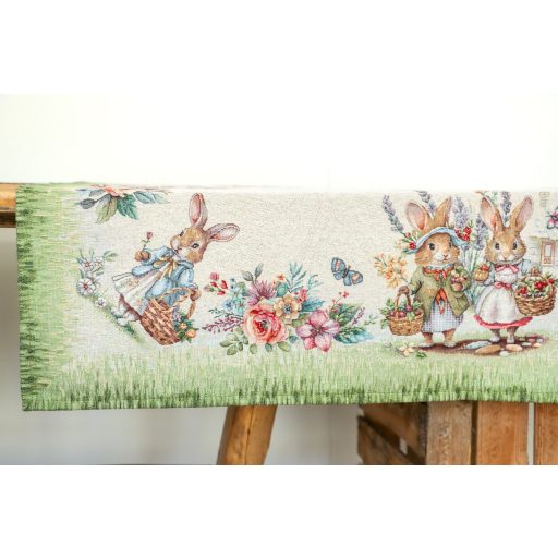 Nyuszi pár a zöld fűben asztalterítő, 96x100 cm