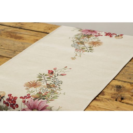 Őszi tökös, virágos asztali futó, 44x140 cm