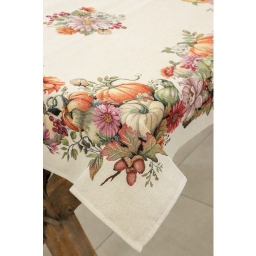 Őszi tökös, virágos asztalterítő, 96x100 cm
