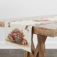Őszi kosaras, gombás asztali futó, 37x100 cm