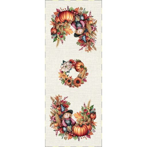 Őszi tökös, madárijesztős asztali futó, 37x100 cm