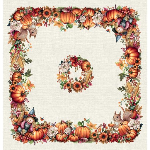 Őszi tökös, madárijesztős asztalterítő, 96x100 cm