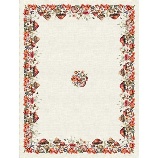 Őszi gombás, virágos asztalterítő, 137x180 cm