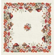 Őszi gombás, virágos asztalterítő, 96x100 cm