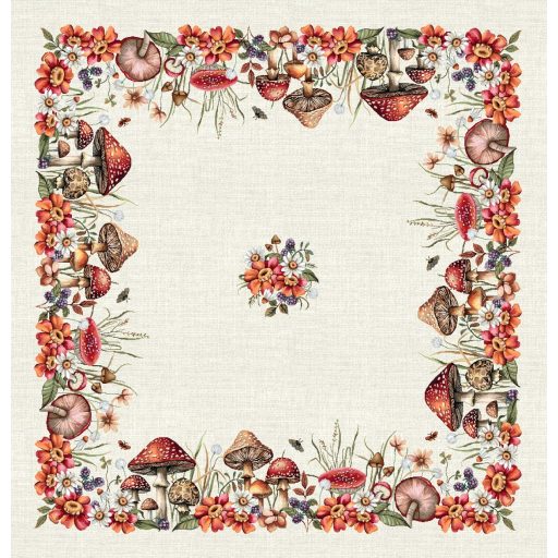 Őszi gombás, virágos asztalterítő, 96x100 cm