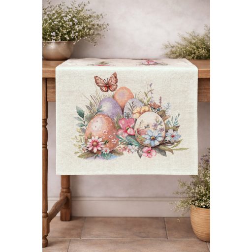 Pasztell húsvéti tojásos asztali futó, 37x100 cm