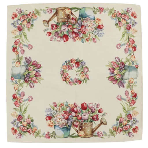 Tulipános, kék vödrös asztalterítő, 96x100 cm