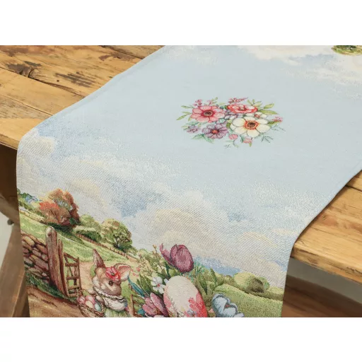 Farmhouse húsvéti nyuszis asztali futó, 44x140 cm