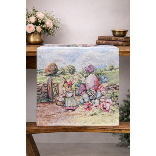 Farmhouse húsvéti nyuszis asztali futó, 44x140 cm