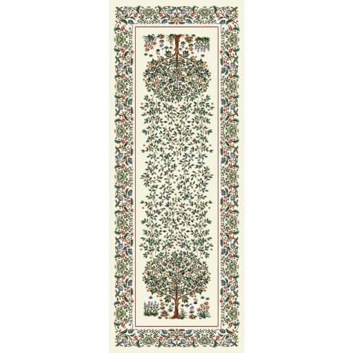 Fehér életfa asztali futó, 44x140 cm