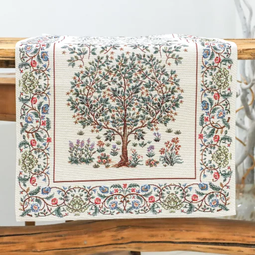 Fehér életfa asztali futó 37x100 cm