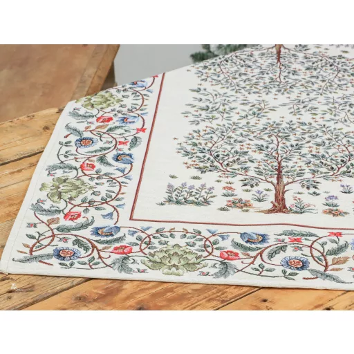 Fehér életfa asztalterítő, 96x100 cm