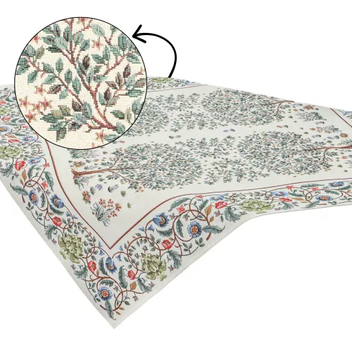 Fehér életfa asztalterítő, 96x100 cm