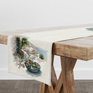 Mykonos mediterrán olivás asztali futó, 37x100 cm