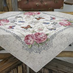 Vintage rózsás, pillangós asztalközép