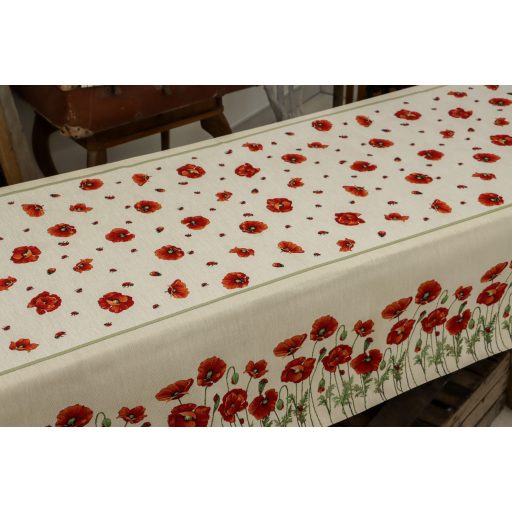 Pipacsos, katicás asztalterítő, 137x240 cm