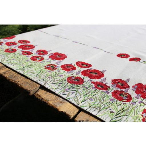 Pipacsos, levendulás asztalterítő, 137x180 cm 