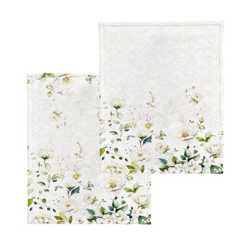 WHITE ROSE virágos, két részes konyharuha szett 40x60 cm