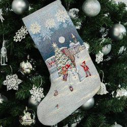 Frosty karácsonyi hóemberes zokni, ezüst lurex