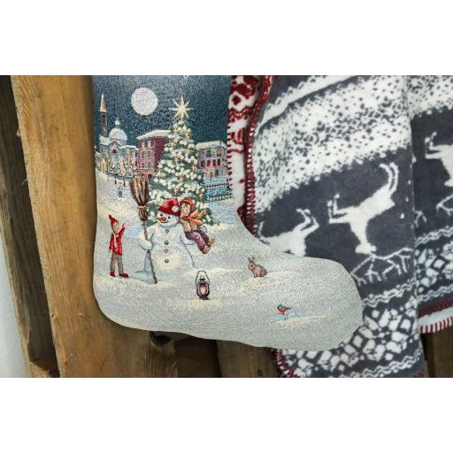Frosty karácsonyi hóemberes zokni, ezüst lurex