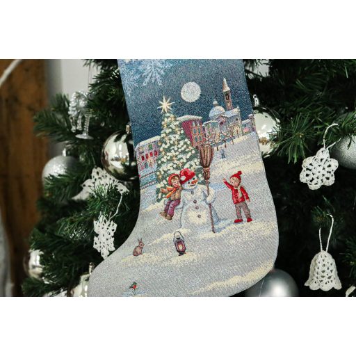 Frosty karácsonyi hóemberes zokni, ezüst lurex