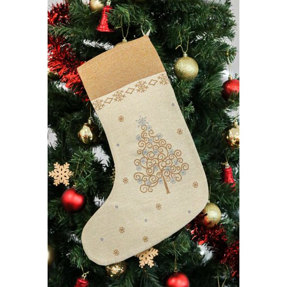 Arany fás karácsonyi zokni, arany lurex