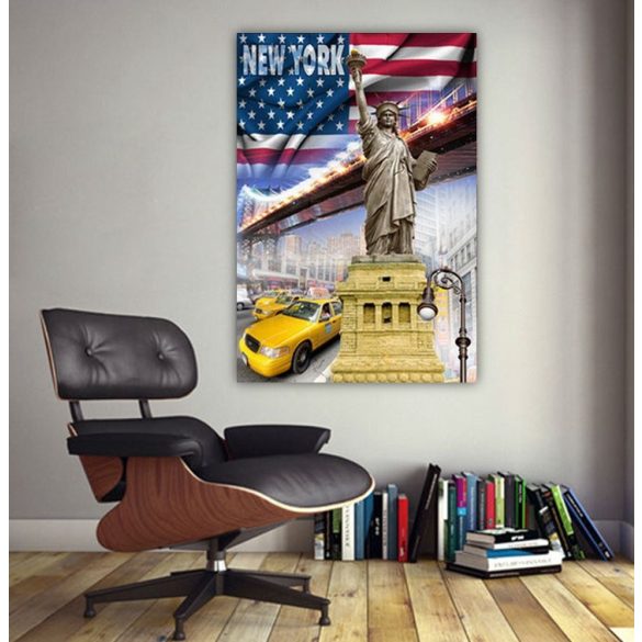 New York - Szabadságszobor montázs, álló vászonkép